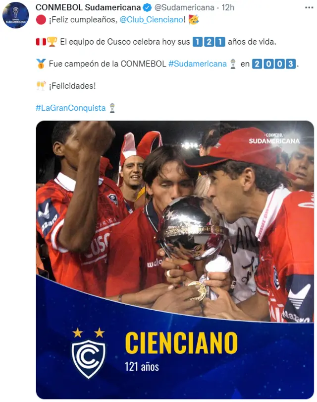 Cienciano, aniversario, Copa Sudamericana