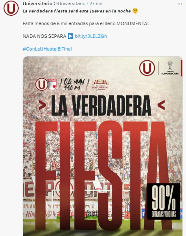 Universitario publicó curiosa publicación en pleno Cristal vs. The Strongest.
