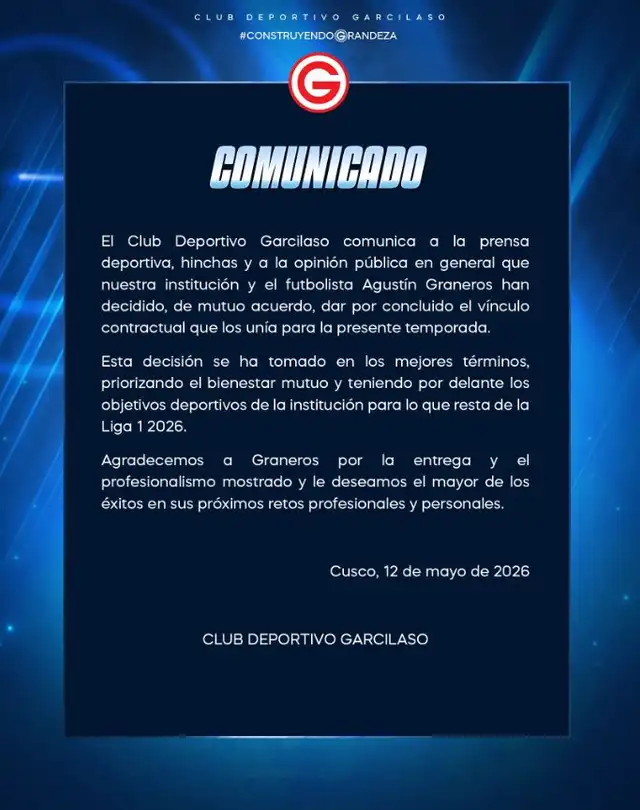 Comunicado sobre Agustín Graneros