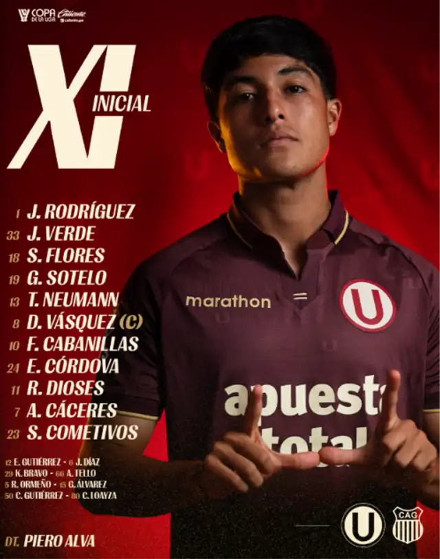 Alineación de Universitario de Deportes. Foto: Universitario de Deportes Alineación de Universitario de Deportes. Foto: Universitario de Deportes