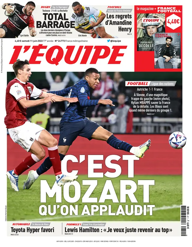 <strong>Portada L'Equipe</strong> <strong>Portada L'Equipe</strong>