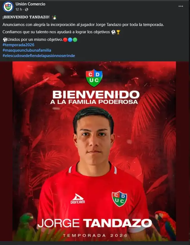 Jorge Tandazo fichó por Universitario. Foto: Facebook.   