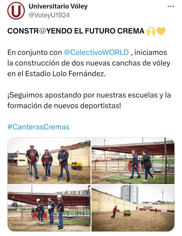 Universitario de Deportes dio importante noticia sobre la construcción de dos canchas de vóley en el Estadio Lolo Fernández.   
