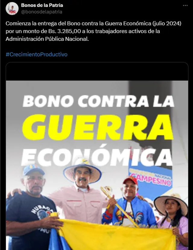 Cobra el Bono Guerra para trabajadores públicos. (Foto: Canal Patria) Cobra el Bono Guerra para trabajadores públicos. (Foto: Canal Patria)