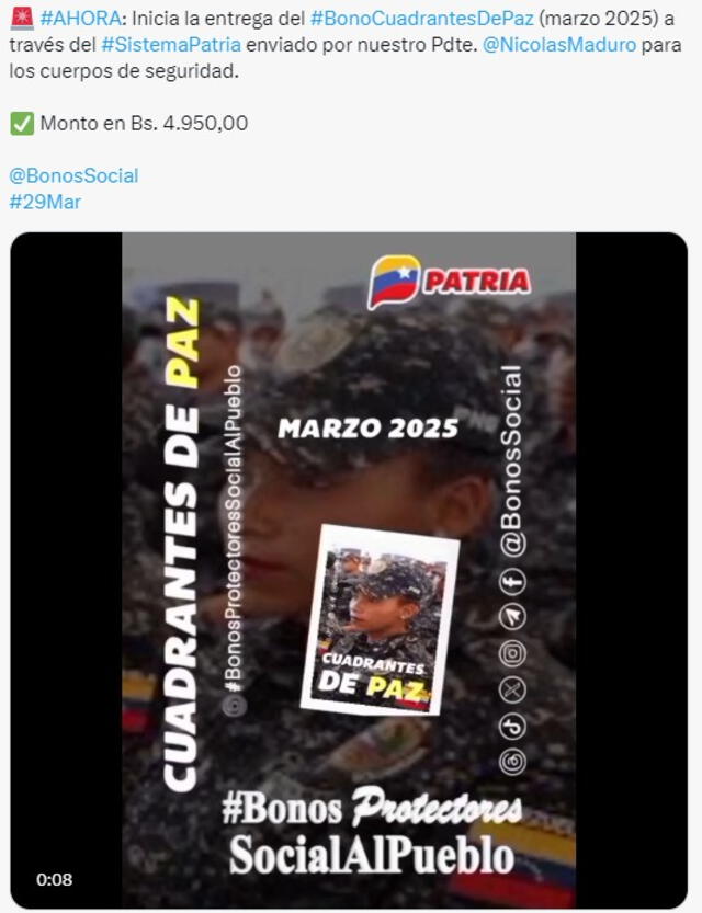 Bono Cuadrantes de paz Bono Cuadrantes de paz