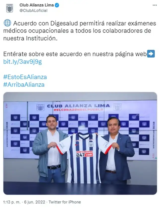 Alianza Lima firmó convenio con Digesalud.