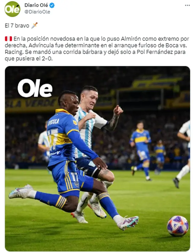 Diario Olé se rindió ante Luis Advíncula por su gran nivel en Boca Juniors.