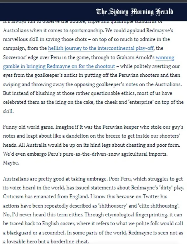 Periodista Australiano sobre Redmayne.