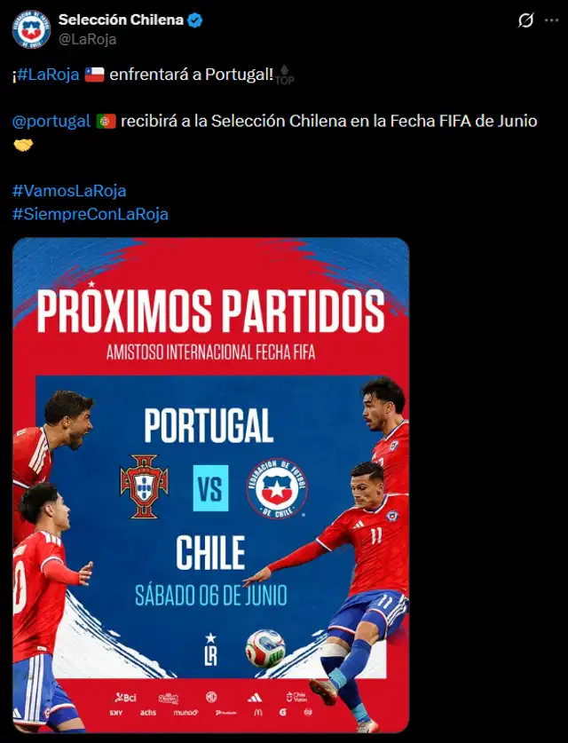 Chile hizo oficial el amistoso con Portugal. Chile hizo oficial el amistoso con Portugal.