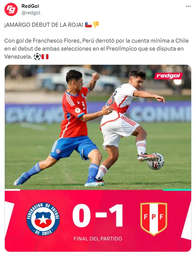 Perú vs Chile, Preolímpico Sub 23