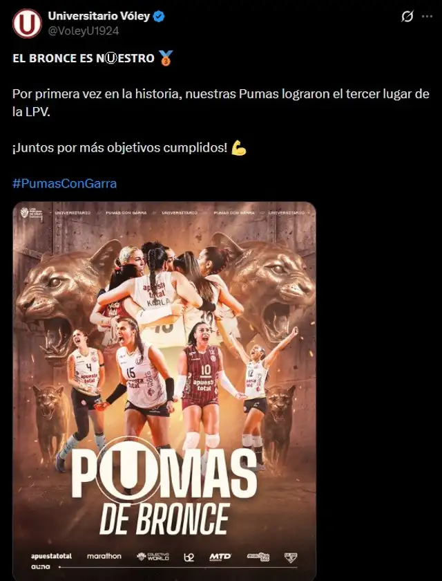 Universitario se quedo con la medalla de bronce de la LPV