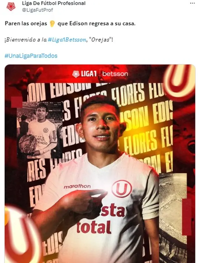  Liga 1 le dio calurosa bienvenida a Edison Flores tras regreso a Universitario.