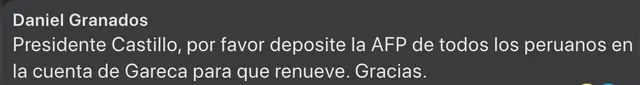 Hinchada pide a Castillo que deposite las AFP a cuenta de Gareca Hinchada pide a Castillo que deposite las AFP a cuenta de Gareca
