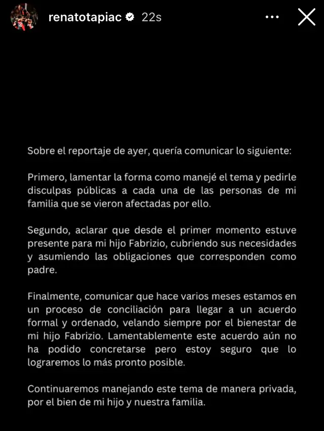 Comunicado de Renato Tapia