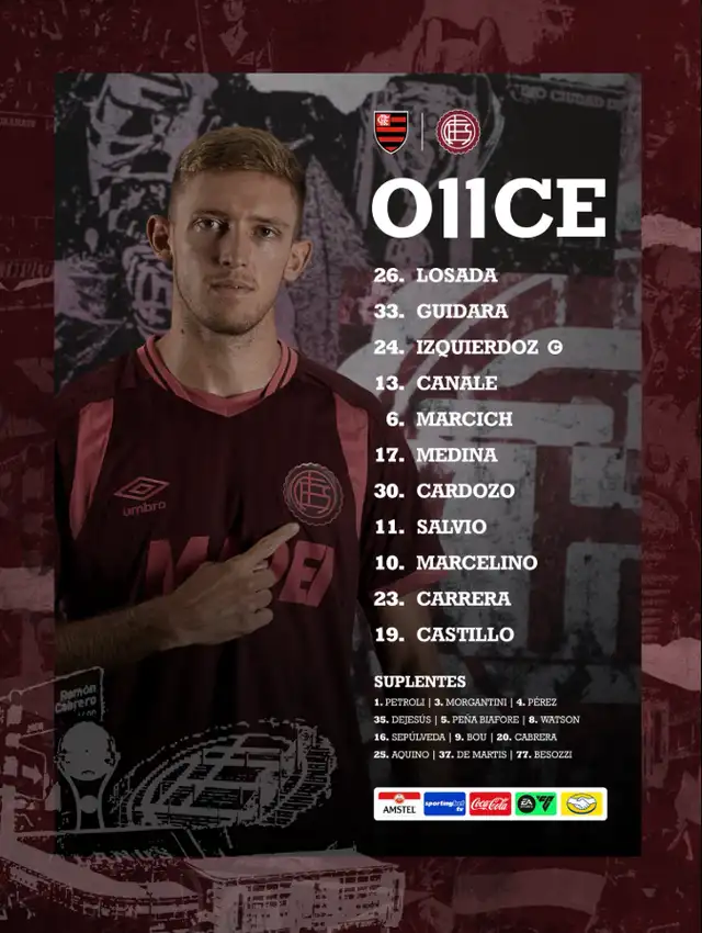 Formación de Lanús vs. Flamengo. Formación de Lanús vs. Flamengo.