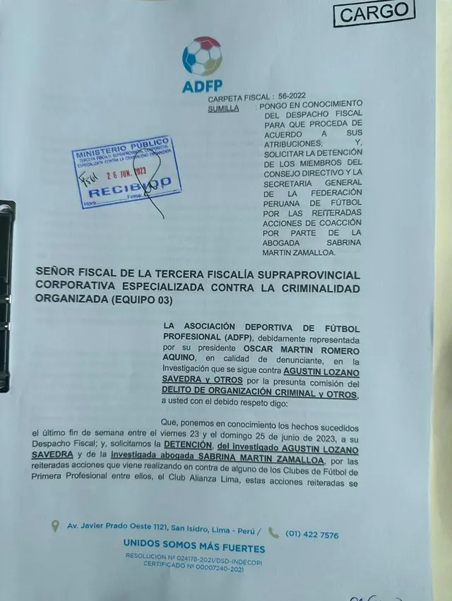 Denuncia de Romero contra Lozano.   
