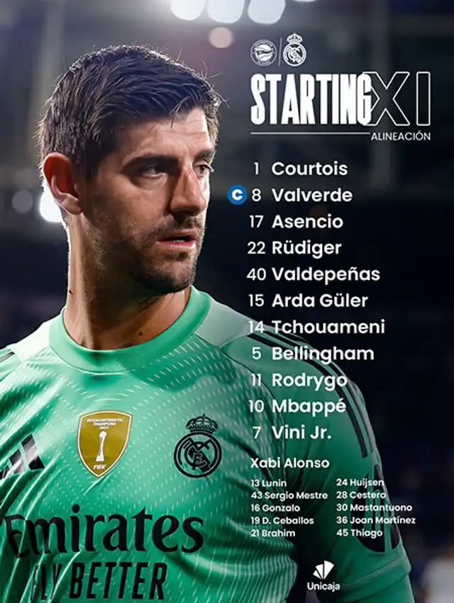 Alineación de Real Madrid vs. Alavés. Alineación de Real Madrid vs. Alavés.