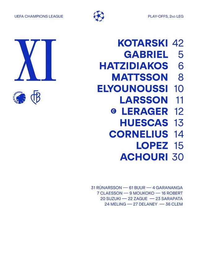 Alineación de Copenhague vs. Basel.   