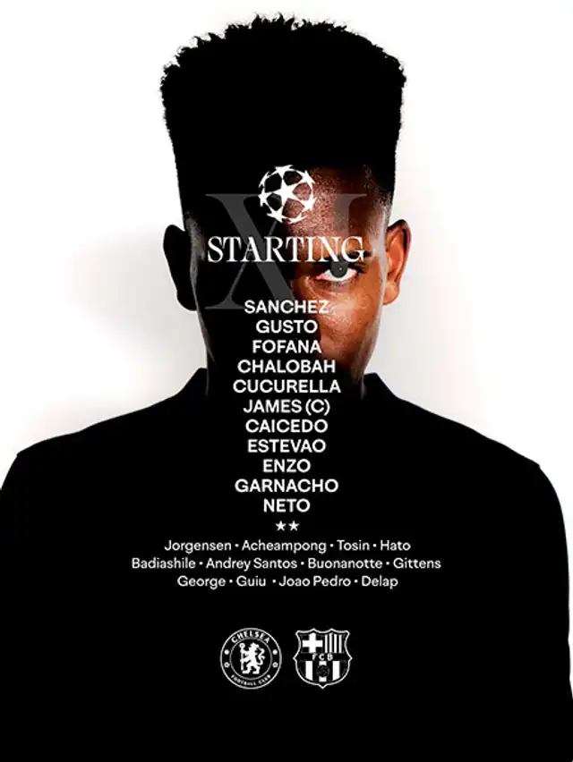 Alineación de Chelsea vs. Barcelona.   