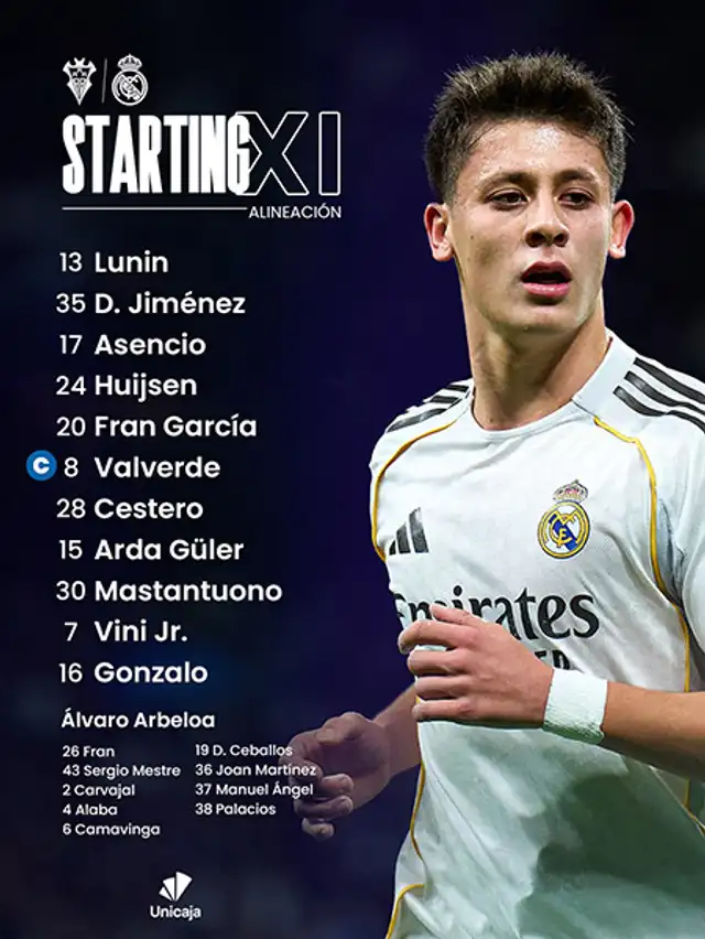 Alineación de Real Madrid vs. Albacete.   