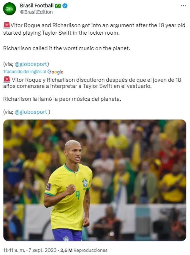 Richarlison y Vitor Roque se pelearon