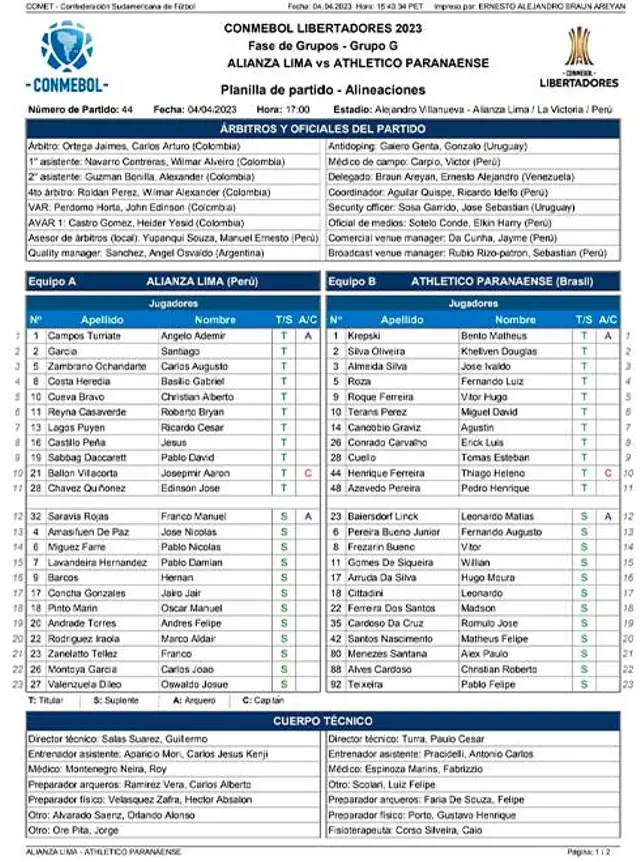 alianza vs paranaense