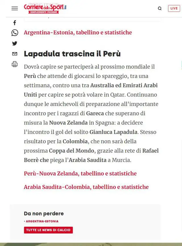 Corriere dello Sport sobre Lapadula.