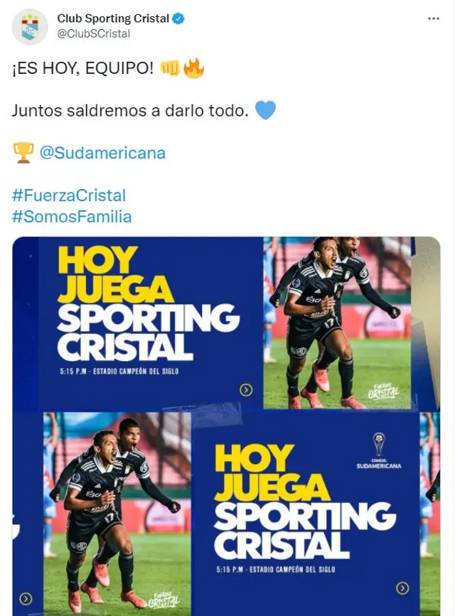 Mensaje de Cristal en redes sociales. Foto: Captura   