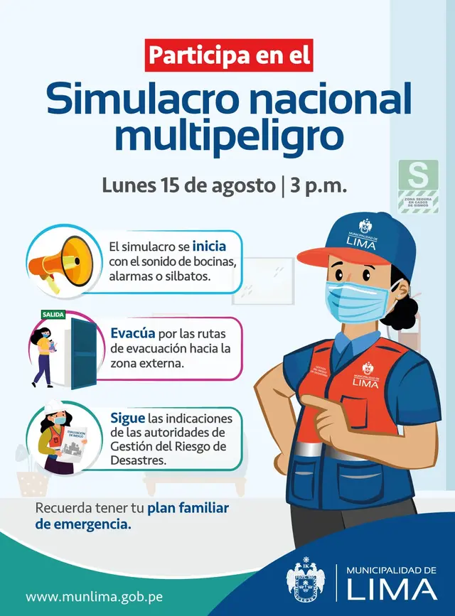 Simulacro de sismo este 15 de agosto 