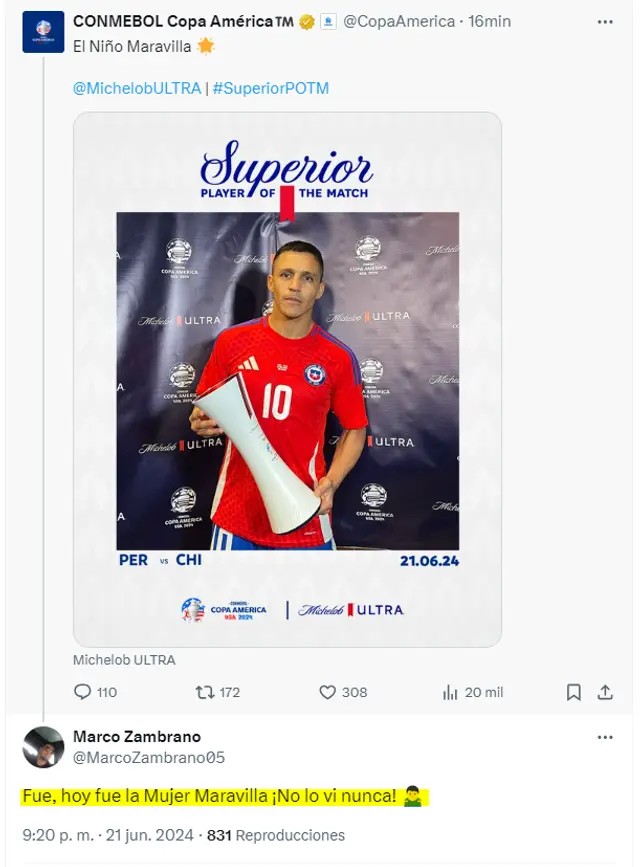Marco Zambrano tuvo dura crítica contra Alexis Sánchez. (Foto: X - Twitter)
