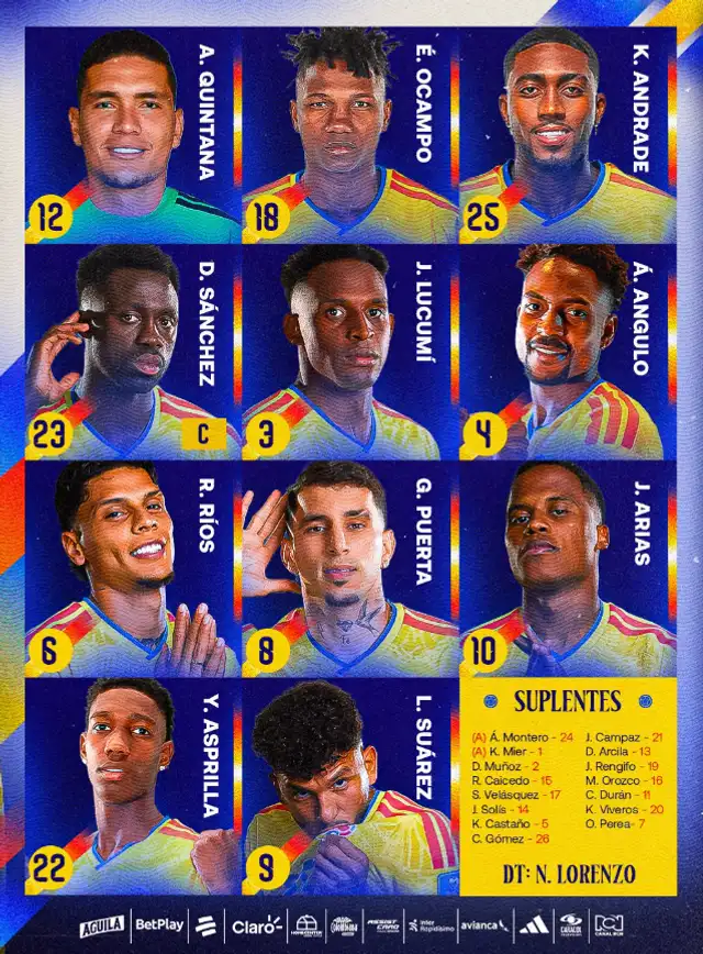Alineación de Colombia contra Paraguay. Alineación de Colombia contra Paraguay.