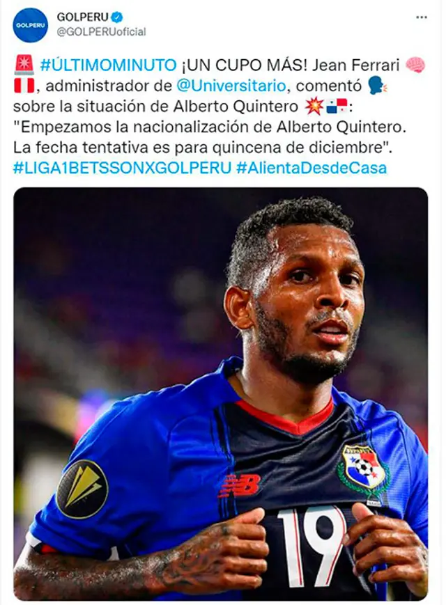 Se confirma que iniciaron los trámites para la nacionalización de Quintero. Se confirma que iniciaron los trámites para la nacionalización de Quintero.