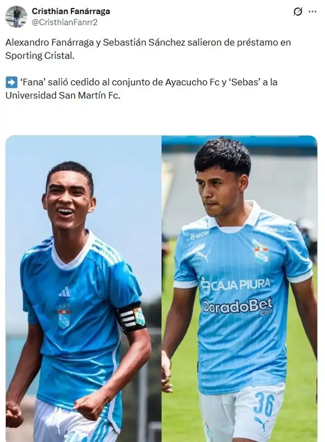 Sporting Cristal suma dos bajas para la temporada. Sporting Cristal suma dos bajas para la temporada.