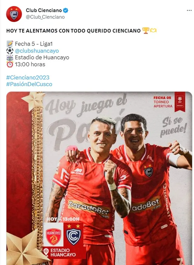 Cienciano vs Sport Huancayo Cienciano vs Sport Huancayo