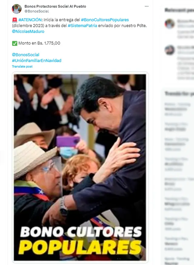 bono cultores populares para quien es