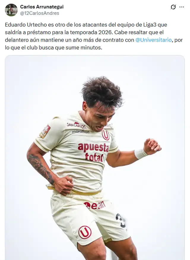 Eduardo Urtecho dejaría la U y se iría a préstamo por todo el 2026