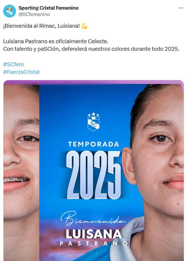 Luisana Pastrano es nueva futbolista de Sporting Cristal.   