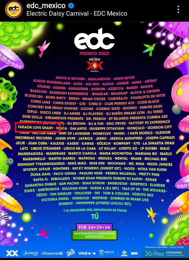 Faraón Love Shady  Festival EDC México.