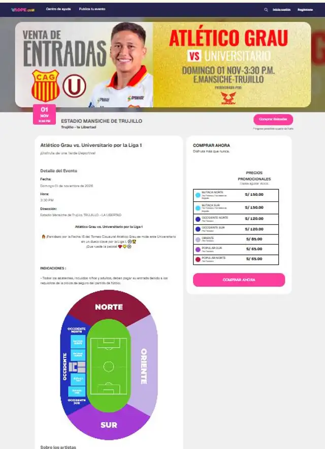 Las entradas del Universitario vs Atlético Grau se podrá comprar por Vaope Las entradas del Universitario vs Atlético Grau se podrá comprar por Vaope