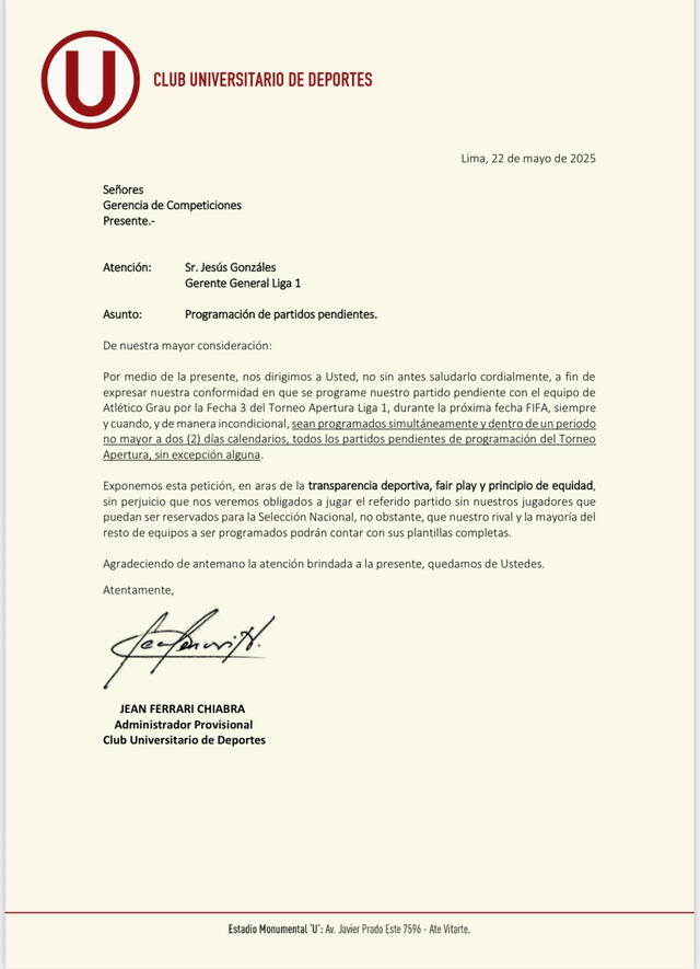 Universitario vs Atlético Grau, Liga 1