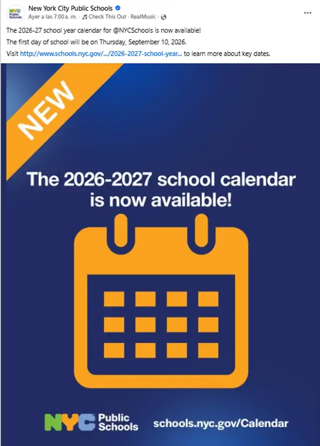 Calendario escolar 2026