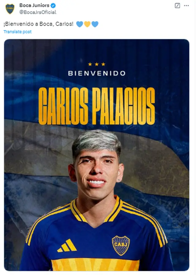 Carlos Palacios firmó por Boca Juniors.