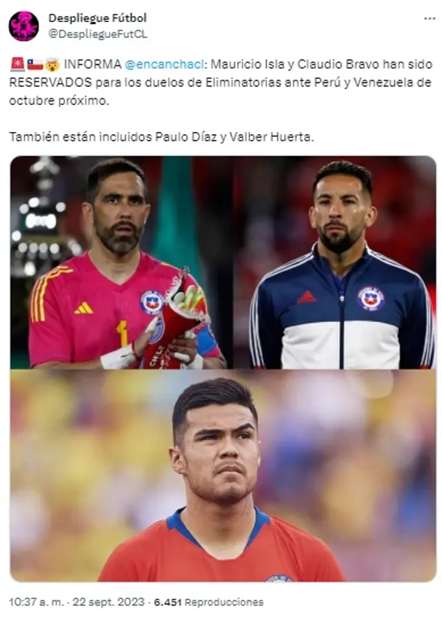 Claudio Bravo y Mauricio Isla volverían a ser convocados