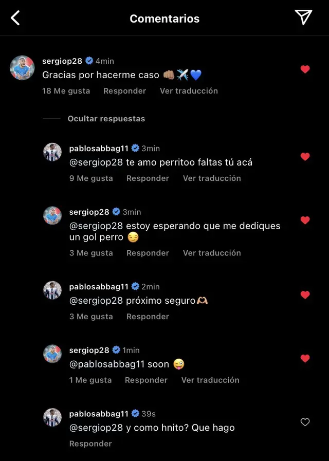 Pablo Sabbag y Sergio Peña sorprendieron a hinchas con curiosos mensajes.
