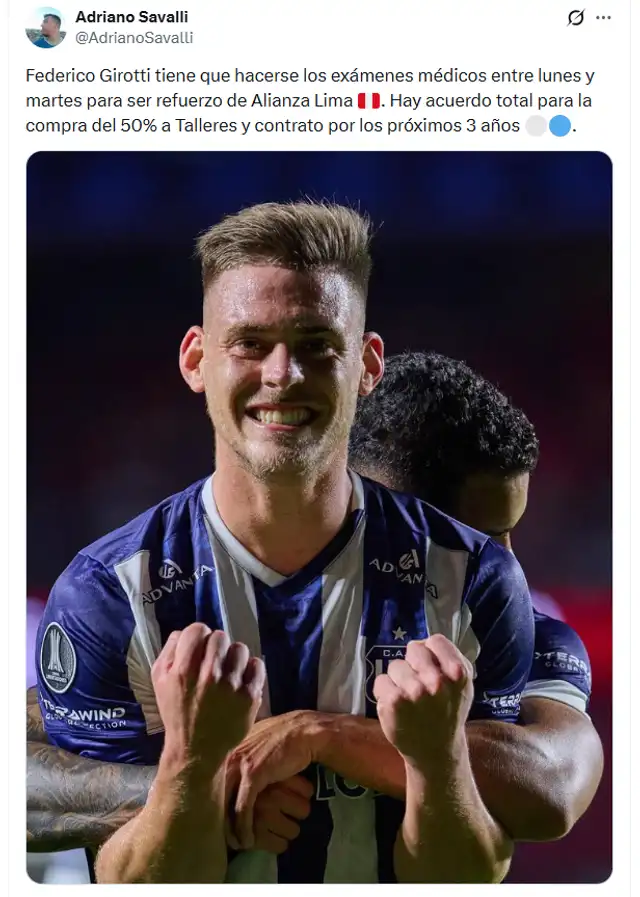 Federico Girotti, delantero de Alianza Lima Federico Girotti, delantero de Alianza Lima