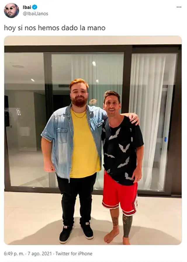 Ibai Llanos y Messi en la casa del argentino. Foto: Twitter Ibai Llanos.   