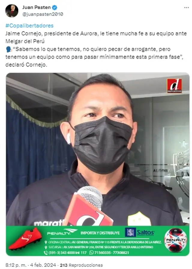 Presidente de Aurora minimizó a Melgar
