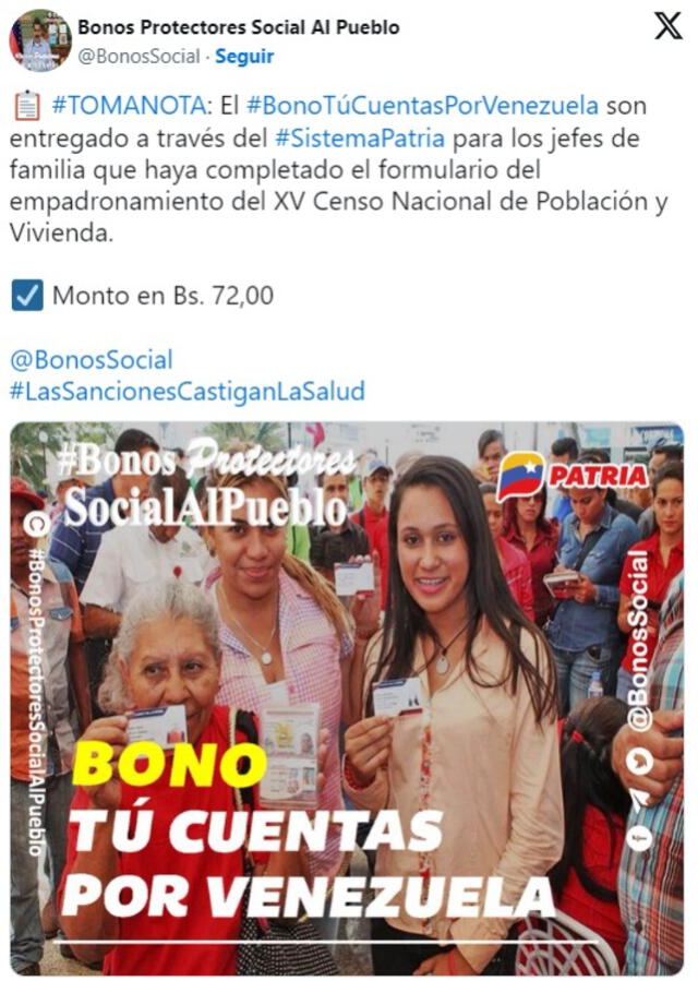 Bono Tú Cuentas por Venezuela 