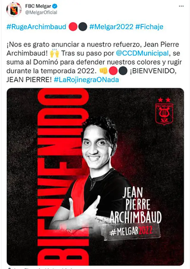 Melgar anunció el fichaje de Jean Pierre Archimbaud.   