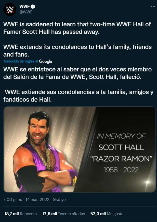 Scott Hall wwe tres infartos fallecio 